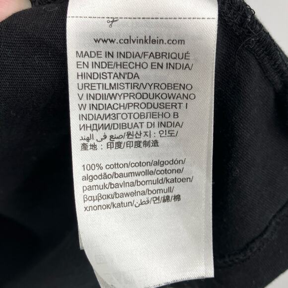 Calvin Klein Black Gray Colorblock Logo Crew Neck Short Sleeve Basic Tee Shirt - Picture 5 of 7